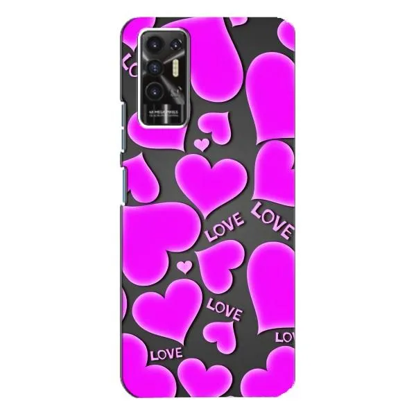Чехол с принтом «Pink hearts» для TECNO Pova 2 (LE7n) Чехол с принтом «Pink hearts» для TECNO Pova 2 (LE7n)