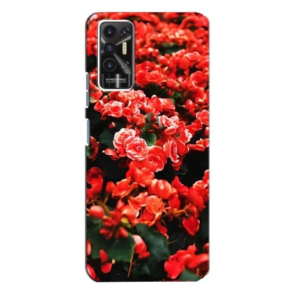 Чехол с принтом «Цветы красные» для TECNO Pova 2 (LE7n)