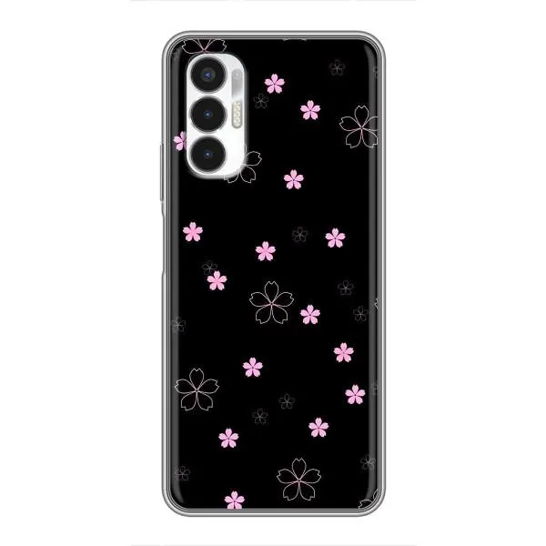 Чехол с принтом «Розовые цветы на черном» для TECNO POVA 3 (LF7n)
