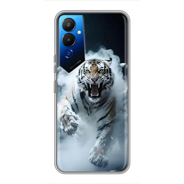 Чехол с принтом «Белый тигр в дыму» для TECNO POVA 4 (LG7n)