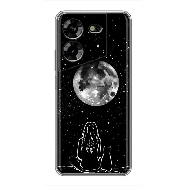 Чехол с принтом «Девушка с котом» для TECNO POVA 5 (LG7n)