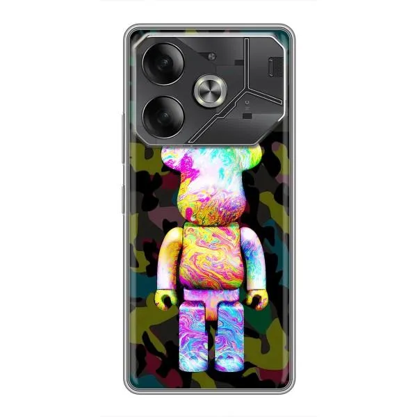 Чехол с принтом «Яркий Bearbrick» для TECNO Pova 6