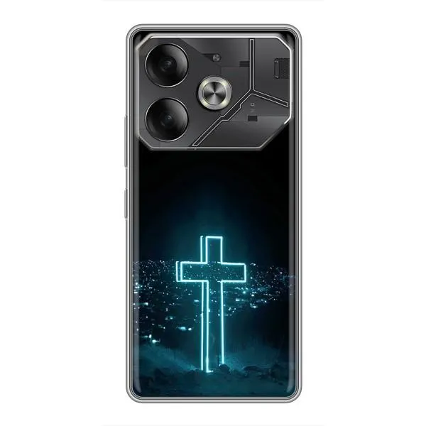 Чехол с принтом «Крест и город» для TECNO Pova 6