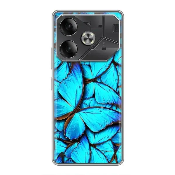 Чохол з принтом «Сині метелики» для TECNO Pova 6