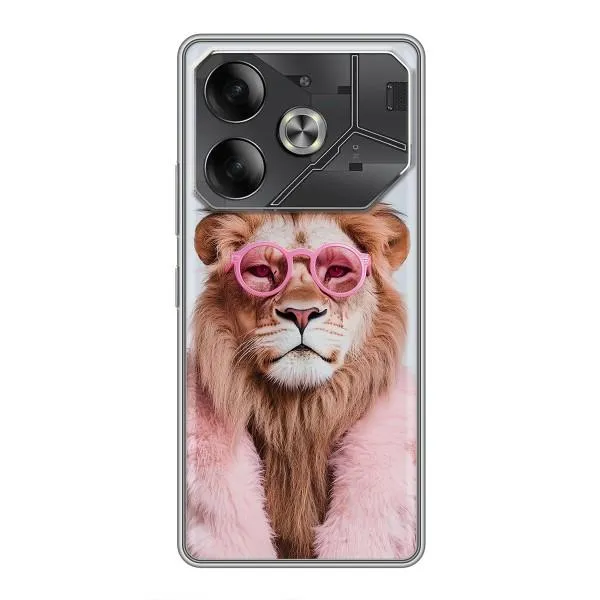 Чохол з принтом «Лев в окулярах» для TECNO Pova 6