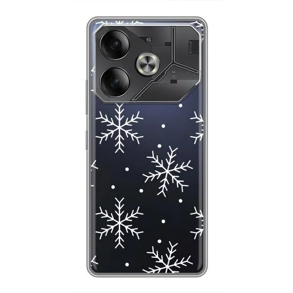 Чехол с принтом «Белые снежинки» для TECNO Pova 6