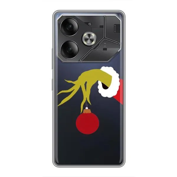 Чехол с принтом «Гринч с игрушкой» для TECNO Pova 6
