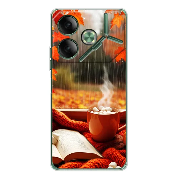 Чехол с принтом «Кофе и дождь» для TECNO Pova 7 5G