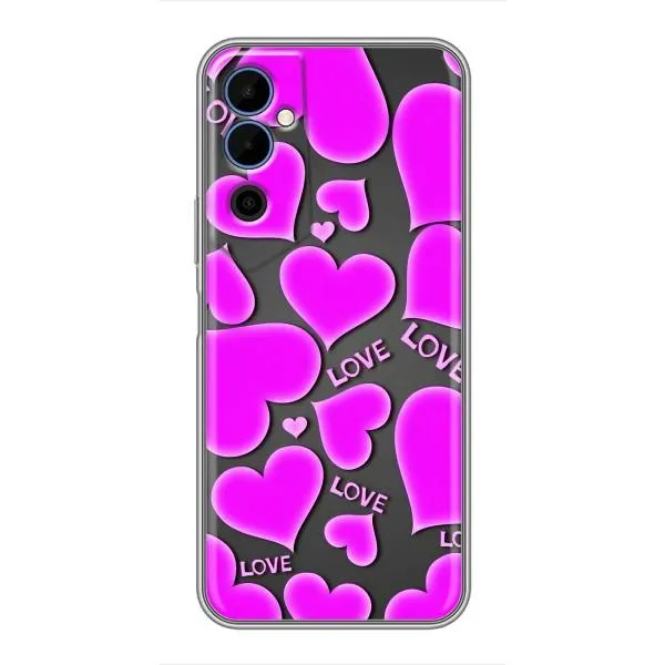 Чехол с принтом «Pink hearts» для TECNO POVA Neo 2
