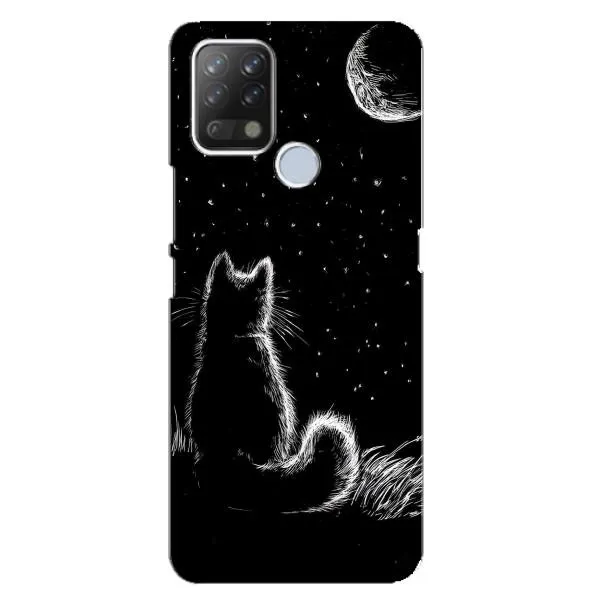 Чехол с принтом «Котик и луна» для TECNO Pova