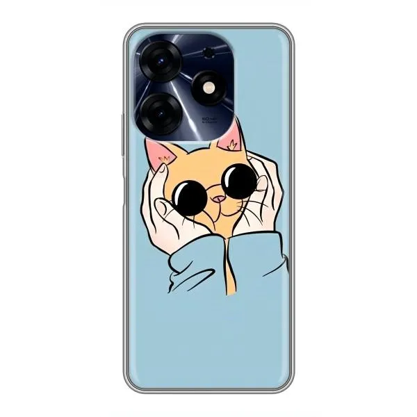Чехол с принтом «Котик в очках» для TECNO Spark 10 Pro