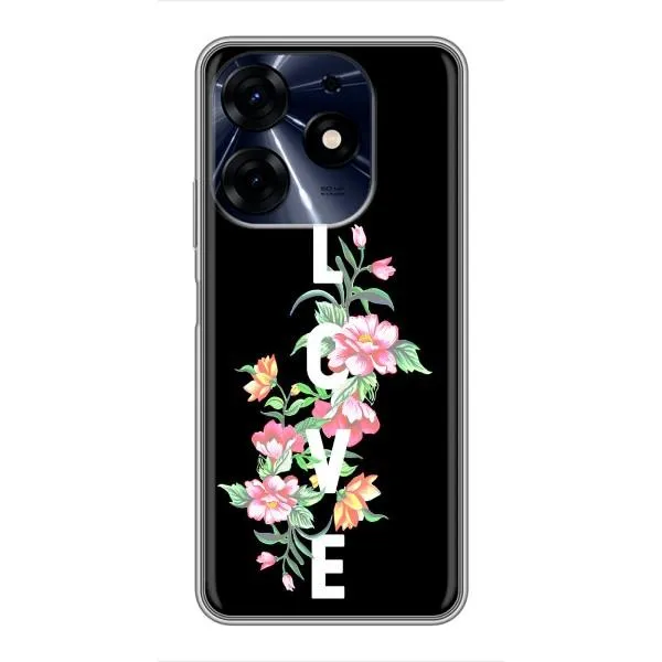 Чехол с принтом «Цветы LOVE» для TECNO Spark 10c