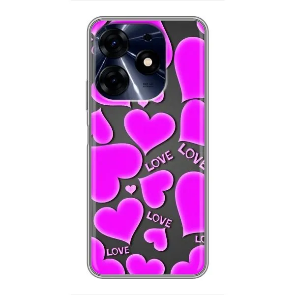 Чехол с принтом «Pink hearts» для TECNO Spark 10c