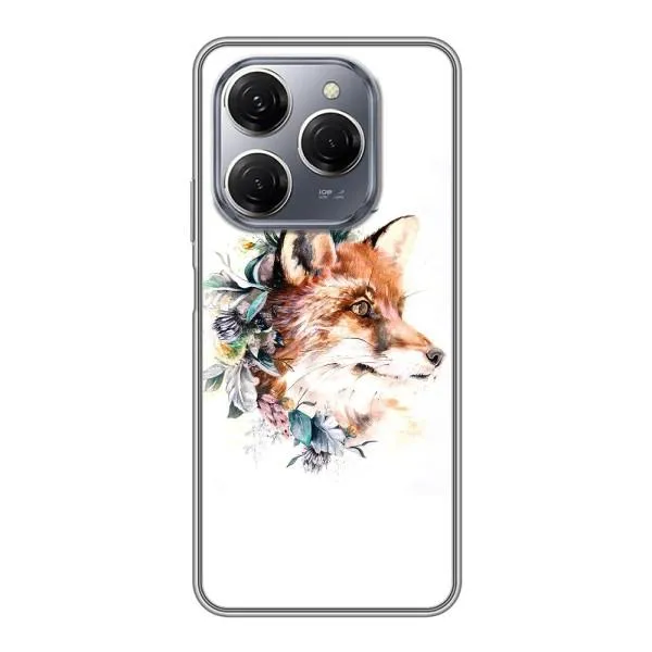 Чохол з принтом «Лиса в квітах» для TECNO Spark 20 Pro