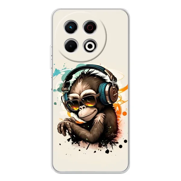 Чехол с принтом «Макака в наушниках» для TECNO Spark 30 Pro Чехол с принтом «Макака в наушниках» для TECNO Spark 30 Pro