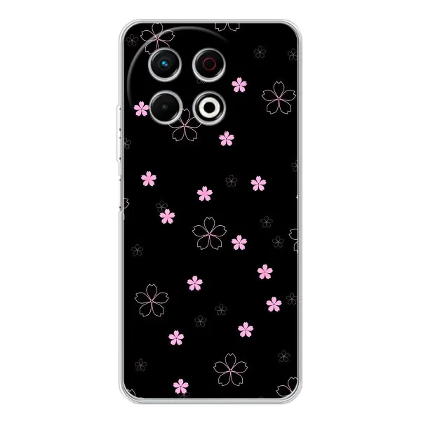 Чехол с принтом «Розовые цветы на черном» для TECNO Spark 30 Pro