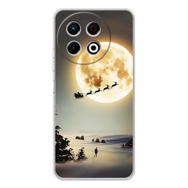 Чехол с принтом «Санта на луне» для TECNO Spark 30 Pro