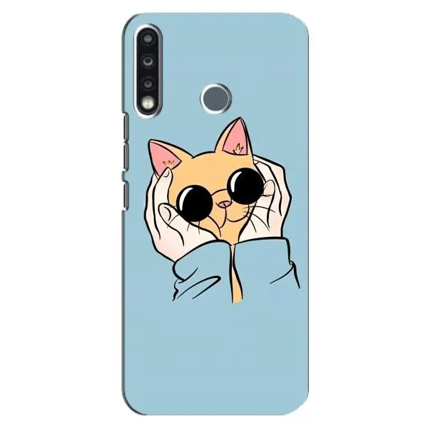 Чехол с принтом «Котик в очках» для TECNO Spark 4
