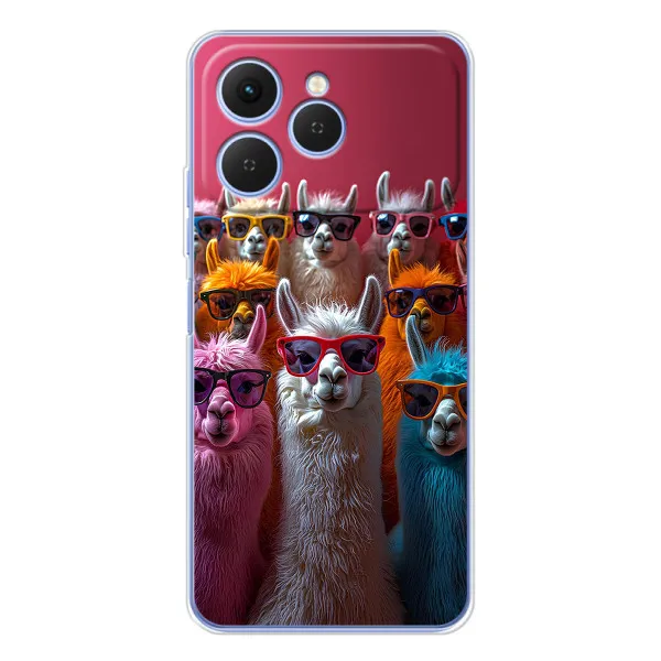 Чехол с принтом «Ламы в очках» для TECNO Spark 40