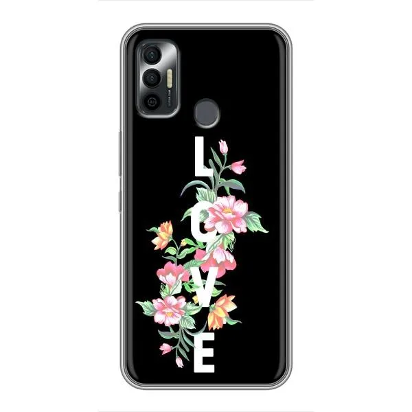 Чехол с принтом «Цветы LOVE» для TECNO Spark 7 (KF6n)
