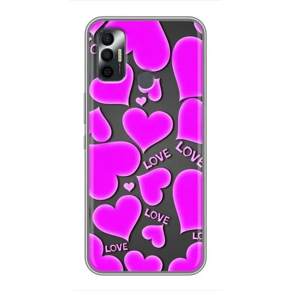 Чехол с принтом «Pink hearts» для TECNO Spark 7 (KF6n)