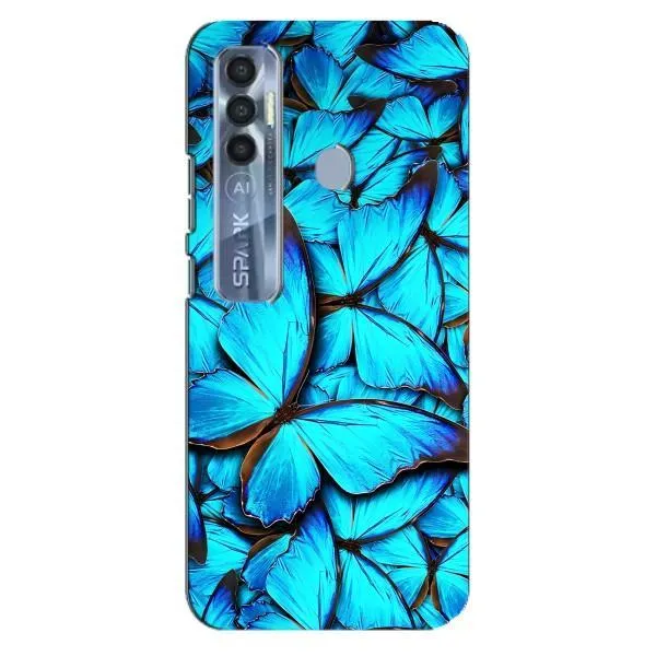 Чехол с принтом «Синие бабочки» для TECNO Spark 7 Pro