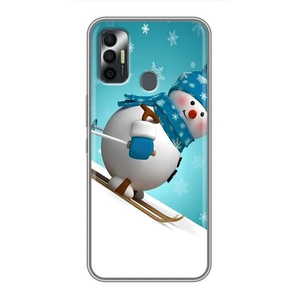 Чехол с принтом «Снеговик на лыжах» для TECNO Spark 7P