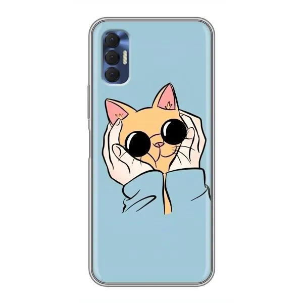 Чехол с принтом «Котик в очках» для TECNO Spark 8P