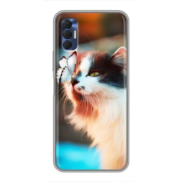 Чехол с принтом «Котик с бабочкой» для TECNO Spark 8P