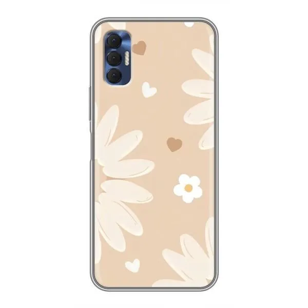 Чехол с принтом «Бежевые цветы» для TECNO Spark 8P