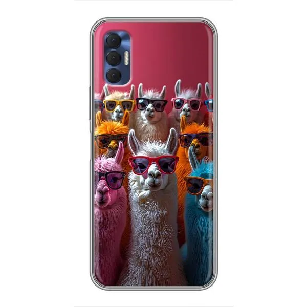 Чехол с принтом «Ламы в очках» для TECNO Spark 8P