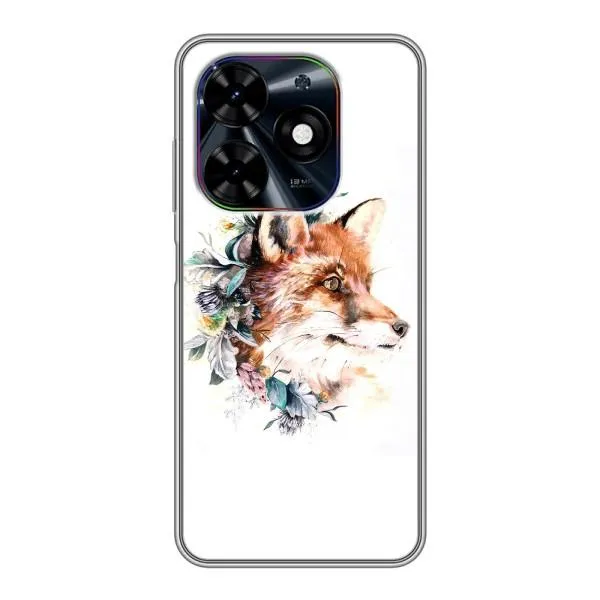Чехол с принтом «Лисичка в цветочках» для TECNO Spark Go 2024 (BG6)
