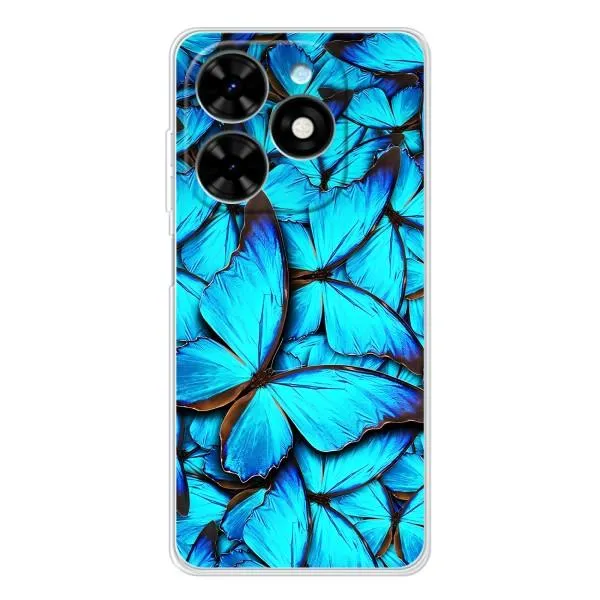 Чехол с принтом «Синие бабочки» для TECNO Spark Go 2025