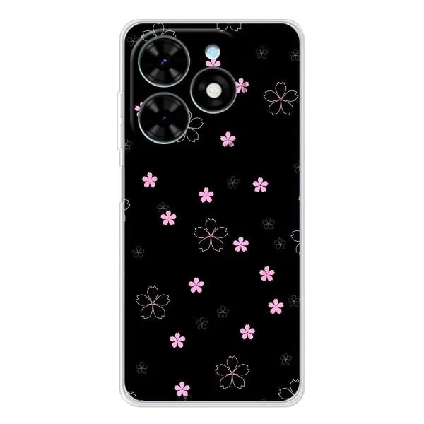 Чехол с принтом «Розовые цветы на черном» для TECNO Spark Go 2025 Чехол с принтом «Розовые цветы на черном» для TECNO Spark Go 2025