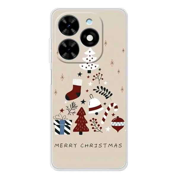 Чехол с принтом «Merry Christmas» для TECNO Spark Go 2025