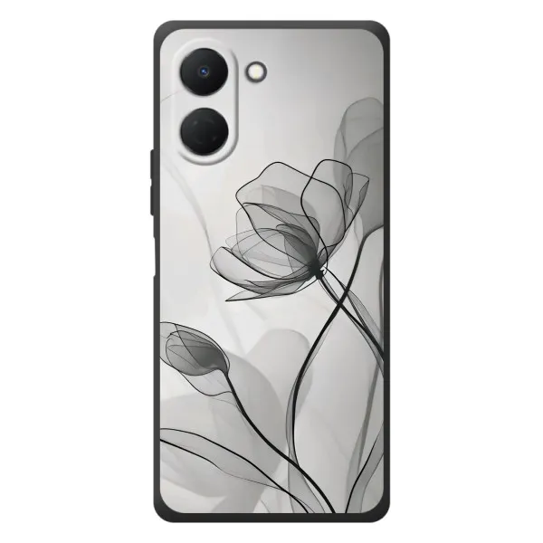 Чехол с принтом «Черные цветы» для TECNO Spark Go 3