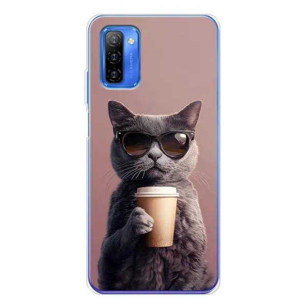 Чехол с принтом «Кот с кофе» для Ulefone Note 12