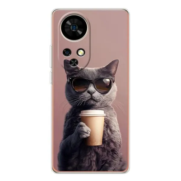 Чехол с принтом «Кот с кофе» для Ulefone Note 17 Pro
