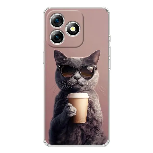 Чехол с принтом «Кот с кофе» для Ulefone Note 18 Pro Чехол с принтом «Кот с кофе» для Ulefone Note 18 Pro