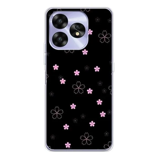 Чехол с принтом «Розовые цветы на черном» для UMIDIGI A15 Чехол с принтом «Розовые цветы на черном» для UMIDIGI A15