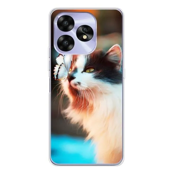 Чехол с принтом «Котик с бабочкой» для UMIDIGI A15C