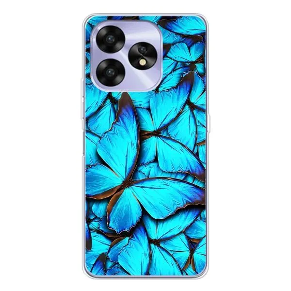 Чехол с принтом «Синие бабочки» для UMIDIGI A15C