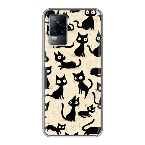 Чехол с принтом «Черные коты» для Vivo S9