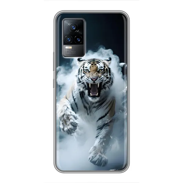 Чехол с принтом «Белый тигр в дыму» для Vivo S9e