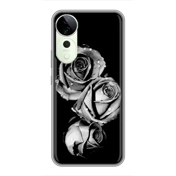 Чехол с принтом «Черная роза» для Vivo T3 Ultra