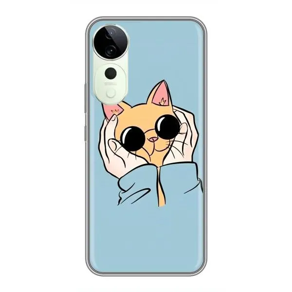 Чехол с принтом «Котик в очках» для Vivo T3 Ultra