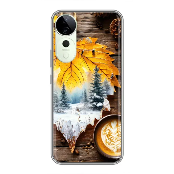 Чехол с принтом «Осенне-зимний кофе» для Vivo T4 Pro