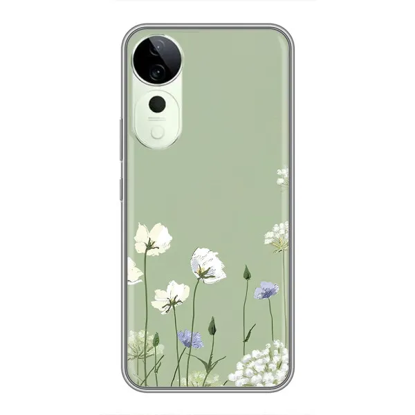 Чехол с принтом «Цветы на зеленом» для ViVO T5e