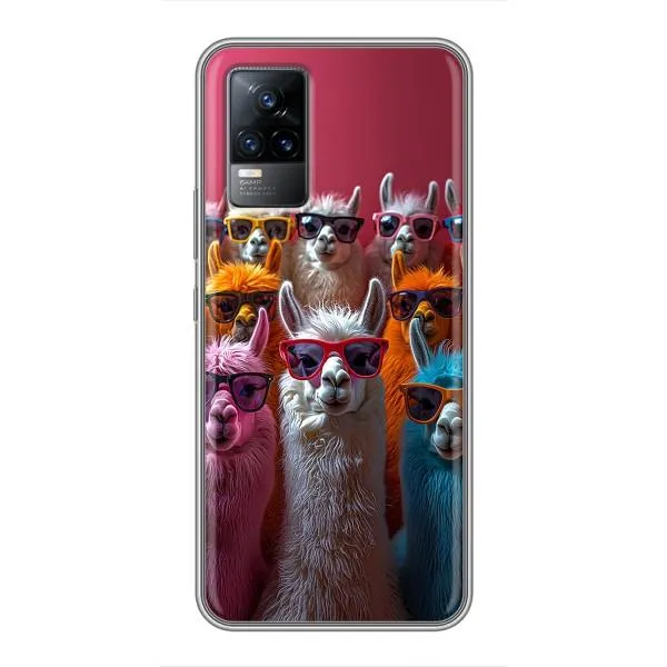 Чехол с принтом «Ламы в очках» для Vivo V21E