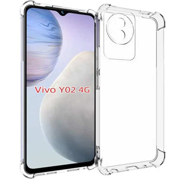 TPU чехол GETMAN Ease logo усиленные углы Full Camera для Vivo Y02 — Прозрачный — фото 1